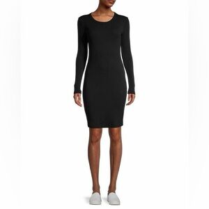 Standard James Perse Classic Black Long Sleeve Ribbed Dress Size 3 Large